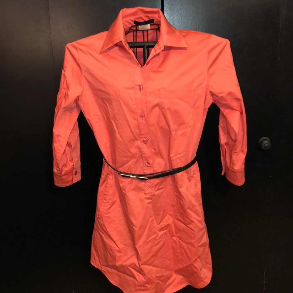 Coral , Blue Les Copains pocketed Buttondown Dress